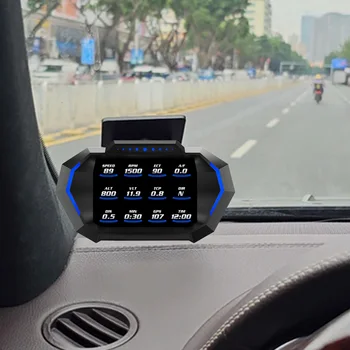 Автомобильный спидометр HUD С дисплеем угла наклона GPS OBD2 Температура воды Соотношение воздуха и топлива Бортовой компьютер
