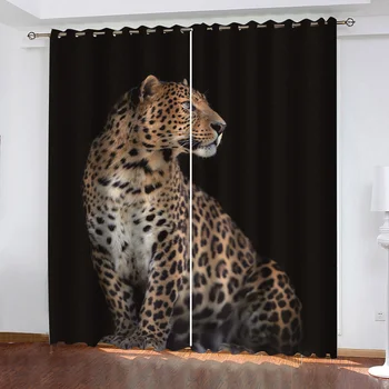 2023 Дикое животное Тигр Гепард Леопард Оконная Занавеска Кухня Спальня Декоративная Занавеска 2 панели Шторы для гостиной