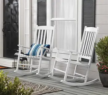 Уличное деревянное кресло-качалка для веранды, белого цвета, с устойчивым к атмосферным воздействиям покрытием