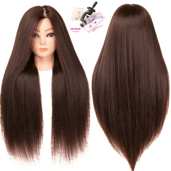 Синтетические куклы-манекены с головами для парикмахеров 65 см, черные длинные прически для волос, Женская Обучающая головка для укладки волос