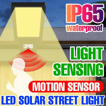 Светодиодный Солнечный Уличный фонарь, Уличные прожекторы IP65, Водонепроницаемая лампа на солнечной панели для сада с датчиком движения, светодиодное наружное освещение