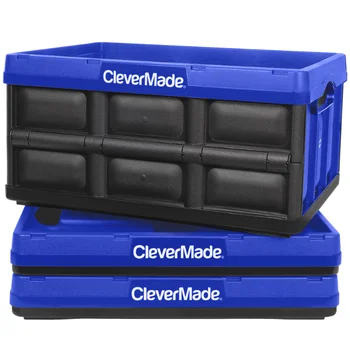 Складной пластиковый ящик для хранения CleverMade, без крышки, для взрослых, 8 галлонов, королевский синий, 3 упаковки, ящики для хранения, коробка для хранения