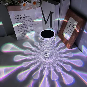 Современная Минималистичная Домашняя настольная лампа с подвесным хрусталем, зарядка через USB, сенсорный светильник с кристаллами Crylic, ночник для спальни, декор гостиной