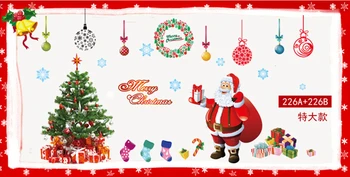 1 X Рождественские наклейки Санта-Клауса и подарков на стену, настенная художественная наклейка, Самоклеящиеся обои для украшения дома