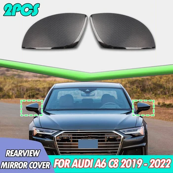 Автомобильный стайлинг из углеродного волокна для Audi A6 C8 2019 рамка зеркала заднего вида, украшение дверного зеркала, чехлы, Наклейки, Отделка, автоаксессуары