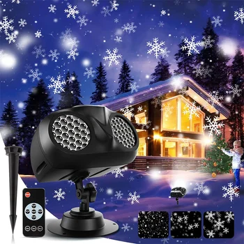 Светодиодный Рождественский проектор в виде снежинок на открытом воздухе, Водонепроницаемая лампа для проектора в атмосфере движущейся метели для новогодней вечеринки