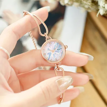 Часы для женщин с маленьким циферблатом в виде маргаритки, модные часы-браслет из розового золота, водонепроницаемые кварцевые элегантные часы Relogio Feminino Montre Femme