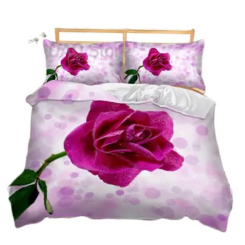 Пододеяльник из 3 предметов, Комплект постельного белья с 3D красной розой, Пододеяльник, наволочка, Домашний текстиль двойного размера Queen King Size (без простыней)