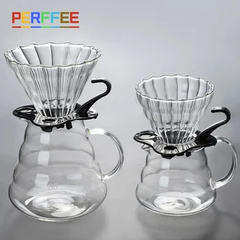 Кофейный фильтр из Боросиликатного стекла для переливания через Бариста для приготовления кофе Прозрачная Многоразовая Кофейная Воронка