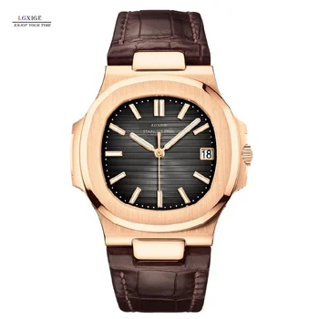 5711 Брендовые мужские часы Класса Люкс, модное золотое платье, светящиеся часы с календарем AAA из нержавеющей Стали, мужские спортивные наручные часы