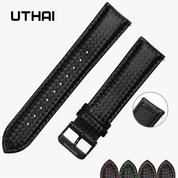 UTHAI P101 Ремешки из натуральной кожи 22 мм 24 мм для часов Huawei Samsung Band, аксессуары для браслета, высококачественные ремешки для часов