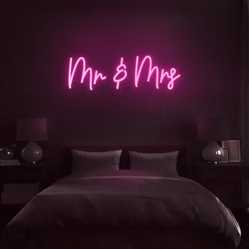 Mr & Mrs Flex Светодиодная неоновая вывеска на заказ Ins настенный декор 12V 3D Свадебная вечеринка украшение для брака