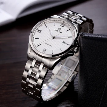 Часы LOBINNI, Мужские Персонализированные деловые часы для различных случаев, Автоматические механические водонепроницаемые часы из нержавеющей стали
