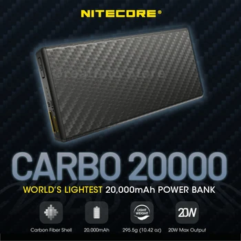 NITECORE CARBO 20000 20000 мАч Мобильный Банк Питания IPX5 Raing Из углеродного волокна PD/QC 20 Вт Быстрая Зарядка В Режиме Низкого Тока Защита Телефонов