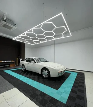 Потолочное освещение выставочного зала 110 В-240 В, Сотовая мойка, Детализация, Шестигранный светодиодный рабочий свет Для гаража