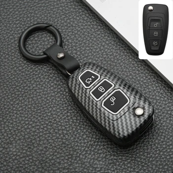 Чехол для ключей из Углеродного Волокна ABS, Силиконовый Чехол для ключей Ford Ranger C-Max S-Max Focus Galaxy Mondeo Transit Tourneo на Заказ