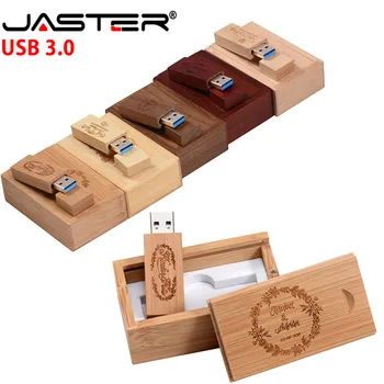 Деревянная карта памяти JASTER USB 3.0 + коробка USB флэш-накопитель 4 ГБ 16 ГБ 32 ГБ 64 ГБ флешка U диск (бесплатный логотип на заказ) Подарок на Хэллоуин