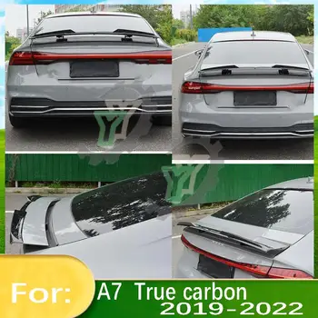 Для Audi A7 2019 2020 2021 2022 TFSI из настоящего углеродного волокна, автомобильный Задний Спойлер на крыше Багажника, Губа, окно, Крыло