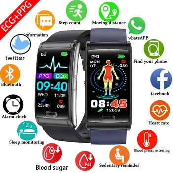 2023 Новый монитор уровня глюкозы в крови, Смарт-браслет для здоровья, Мужские ЭКГ + PPG Для измерения артериального давления, Водонепроницаемые спортивные смарт-часы IP68 Для женщин