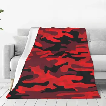 Военное Красное Камуфляжное фланелевое одеяло с камуфляжной текстурой, Одеяла для дома, Спальни, Легкие Тонкие постельные принадлежности