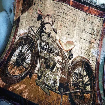 Потертый шикарный мотоцикл, хлопковый винтажный ковер, толстое одеяло с галстуком-красителем, одеяло в индийском стиле, покрывало, войлочный гобелен, примитивный декор