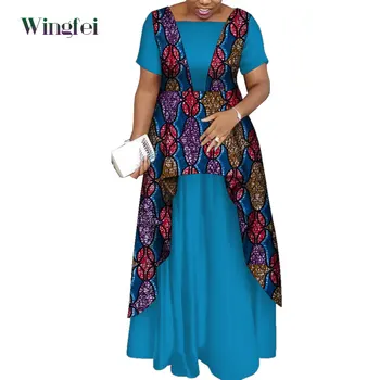 Модные Африканские Платья Анкары для Женщин, Элегантное Женское Вечернее Платье с Коротким Рукавом, Плиссированный Длинный Халат Дашики, Платья WY1925