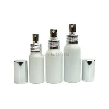 Белая алюминиевая бутылка с серебряной крышкой 20/30/50/60/80/100/150 мл, портативный косметический спрей-флакон 25 шт.