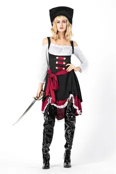 Роскошный костюм пирата на Хэллоуин, женский костюм пирата для косплея, маскарадное платье