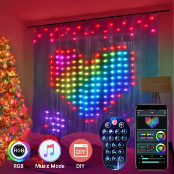 RGB Smart String Light, 400 светодиодных штор, светодиодный светильник, Bluetooth APP Control, Программируемая гирлянда для улицы, Декор свадебного зала