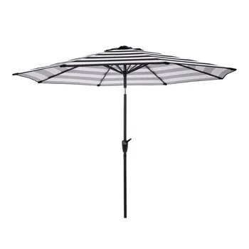 Зонт для патио в полоску Pure Garden длиной 9 футов с кнопкой наклона, синий и белый