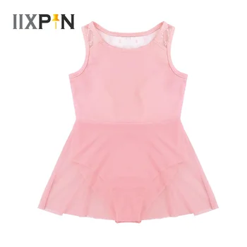 IIXPIN/Детское Балетное платье-трико для девочек, танцевальный костюм балерины без рукавов, Кружевное Сращивание Сзади, Балетное Танцевальное Гимнастическое Платье-трико