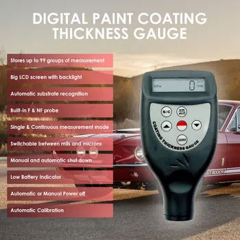 Цифровой Измеритель толщины покрытия, Автомобильный Тестер краски, автомобильный измеритель с нулевой калибровкой, Легкие F & NF Зонды, Маркировка CE