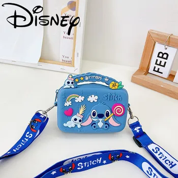 Новые Сумки через плечо Disney Stitch для Детей с Рисунком Микки Мауса Стеллалу, Силикагелевые Сумки через плечо для Девочек, Женская Мини-сумка