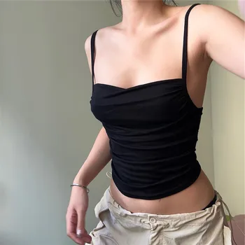 Высококачественная 2023 Женская футболка без рукавов с открытой спиной, Сексуальный укороченный топ для девочек, Весенне-летняя модная майка Y2k, Корсетный топ
