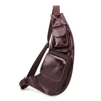 Мужская нагрудная сумка-слинг из натуральной кожи, Повседневная короткая дорожная сумка через плечо, Мужская сумка-мессенджер 2023
