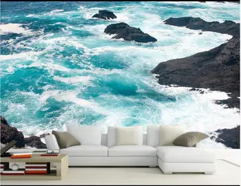 3d обои фотообои на заказ Море, волны, пляжный риф пейзажный фон домашний декор обои для гостиной для стен 3 d