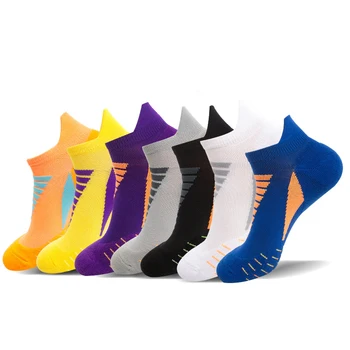 Мужские носки для бега, Спортивные велосипедные баскетбольные носки, противоскользящие дышащие быстросохнущие спортивные носки для фитнеса с короткой трубкой, впитывающие пот
