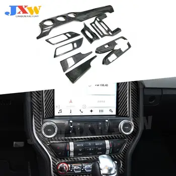 Крышка приборной панели автомобиля из настоящего углеродного волокна, Центральная панель управления, крышка кондиционера Для Ford Mustang 2015-2017, внутренняя отделка