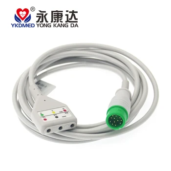 Совместимый 12-контактный кабель для ЭКГ от Comen до DIN с тремя выводами