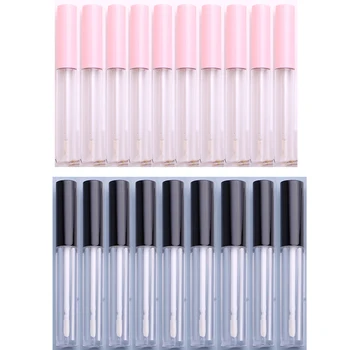 20 шт многоразовых розово-прозрачных тюбиков для блеска для губ из прозрачного пластика объемом 2,5 мл, пустых контейнеров для макияжа DIY, черно-прозрачных контейнеров для губной помады