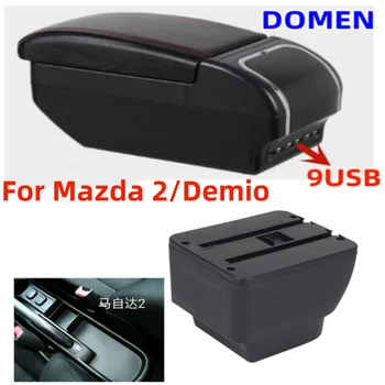 Для Mazda 2/Demio Коробка для Подлокотников Поворотная Из Искусственной Кожи, Центральная Консоль, Коробка Для хранения с пепельницей, автомобильные аксессуары