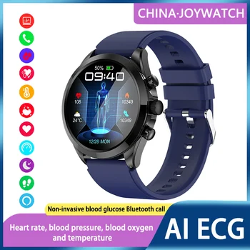 ЭКГ + PPG Bluetooth Вызов Smartwatch Мужские 1,96 Дюймовые Часы для Измерения Температуры тела, Безболезненные Неинвазивные Смарт-Часы для измерения уровня глюкозы в крови