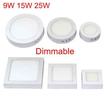 Затемняемый 9 Вт 15 Вт 25 Вт круглый/квадратный светодиодный потолочный светильник SMD 2835 с поверхностным монтажом Для домашнего освещения ванной кухни