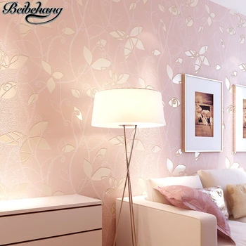 beibehang papel de parede 3D листья пасторальные обои Теплый розовый спальни Спальня на весь пол диван ТВ фон обои