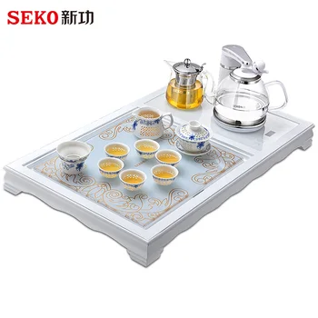 Набор деревянных чайных подносов SEKO J32 со стеклянной электрической чайницей F148 многофункциональный набор для приготовления чая