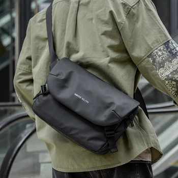 Мужская сумка через плечо большой емкости, Легкая многофункциональная сумка-слинг, Мужская сумка, Однотонный черный хип-хоп, уличный дорожный мужской