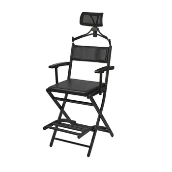 Складное Режиссерское кресло с подголовником, удобной спинкой и подставкой для ног, алюминиевое Гримерное кресло Премиум-класса для красоты художника