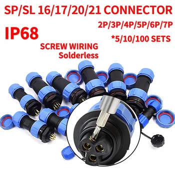 5/10/100 Комплектов SL17 Водонепроницаемый IP68 SP16 SP17 SP20 SP21 Винтовой Соединитель для проводки Без Припоя Промышленный Штекер 2P 3P 4P 5P 6P 7Pin