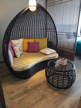 Индивидуальные уличные плетеные из ротанга стулья из ротанга с высокой спинкой, диваны, индивидуальные комбинации, солнечные комнаты для отдыха