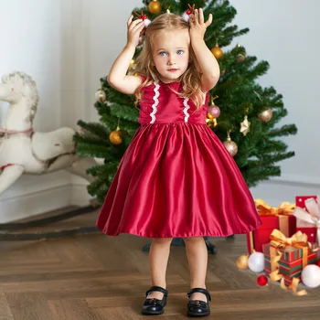 2023 г., детская шапочка с рукавами, праздничное платье на Первый день рождения с бантом, детские Рождественские Красные свадебные платья Принцессы